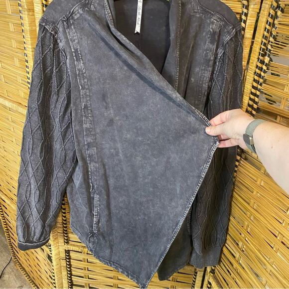 Leo & Nicole Gray cotton Jacket with Waterfall Front 2X lagenlook layering - Picture 4 of 10